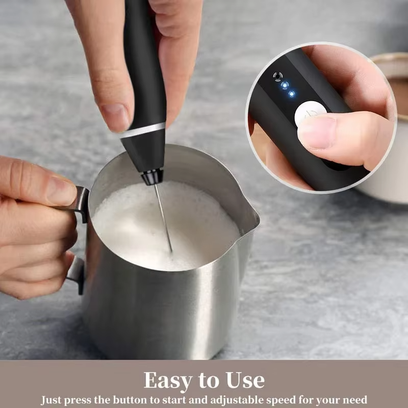 2-in-1 Rechargeable Milk Frother Wand | Powerful Handheld Whisk & Drink Mixer