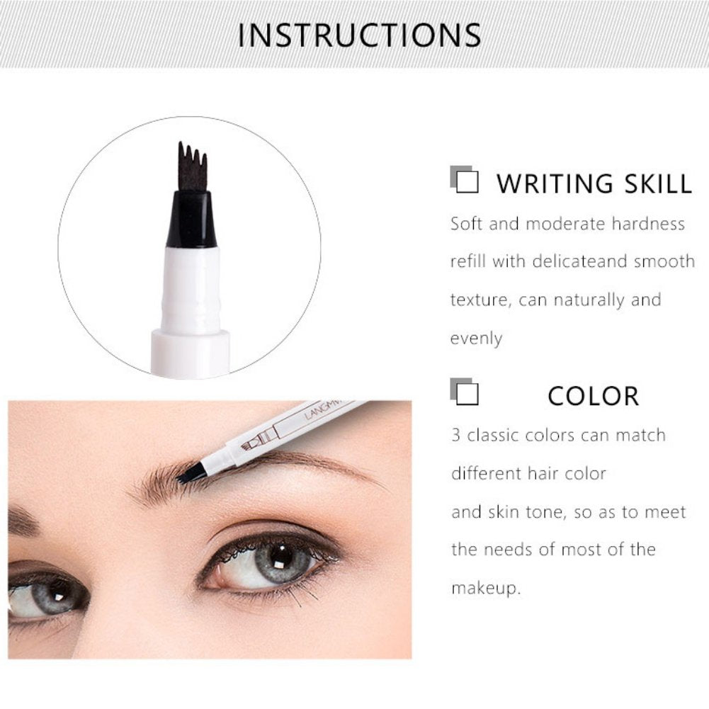 4 Tip Eyebrow Pen | Waterproof Tattoo Tint Fine Sketch Liquid Eyebrow Pencil