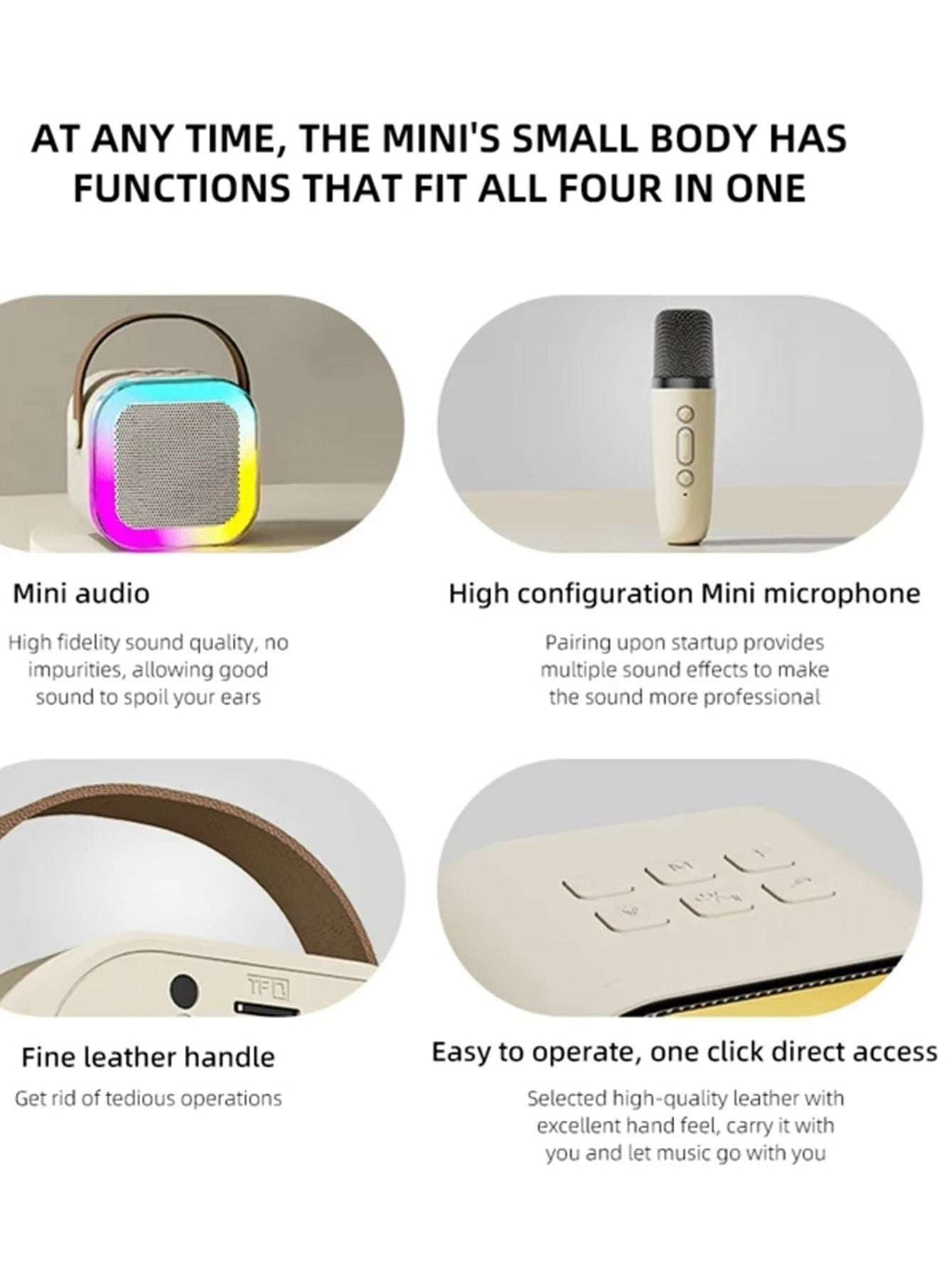 K12 Portable Bluetooth Speaker with Wireless Mic | RGB LED Lights, High Bass Karaoke Speaker