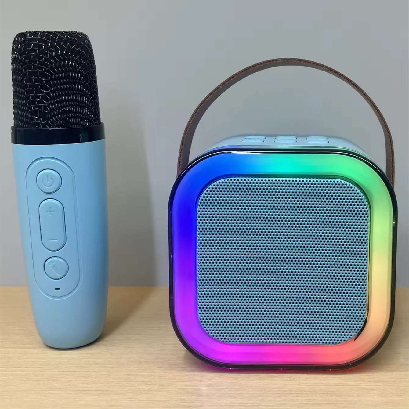 K12 Portable Bluetooth Speaker with Wireless Mic | RGB LED Lights, High Bass Karaoke Speaker