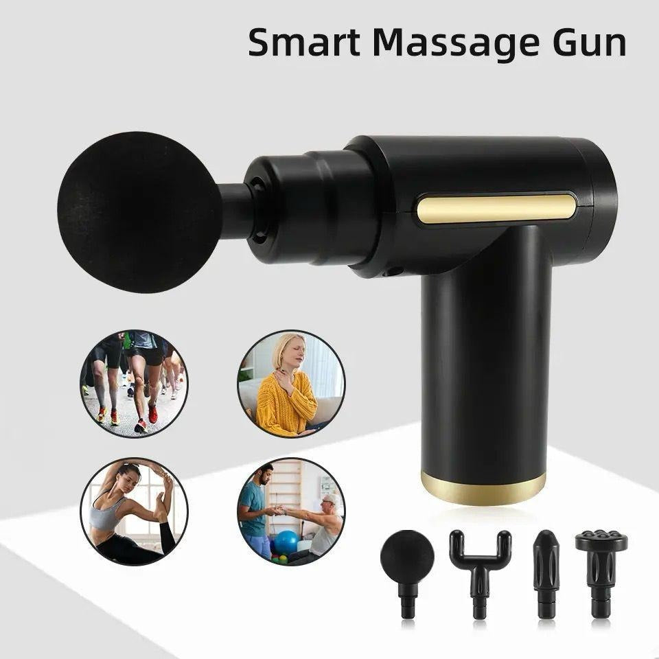 4-in-1 Rechargeable Deep Tissue Massage Gun | Quiet Handheld Percussion Massager with 4 Attachments
