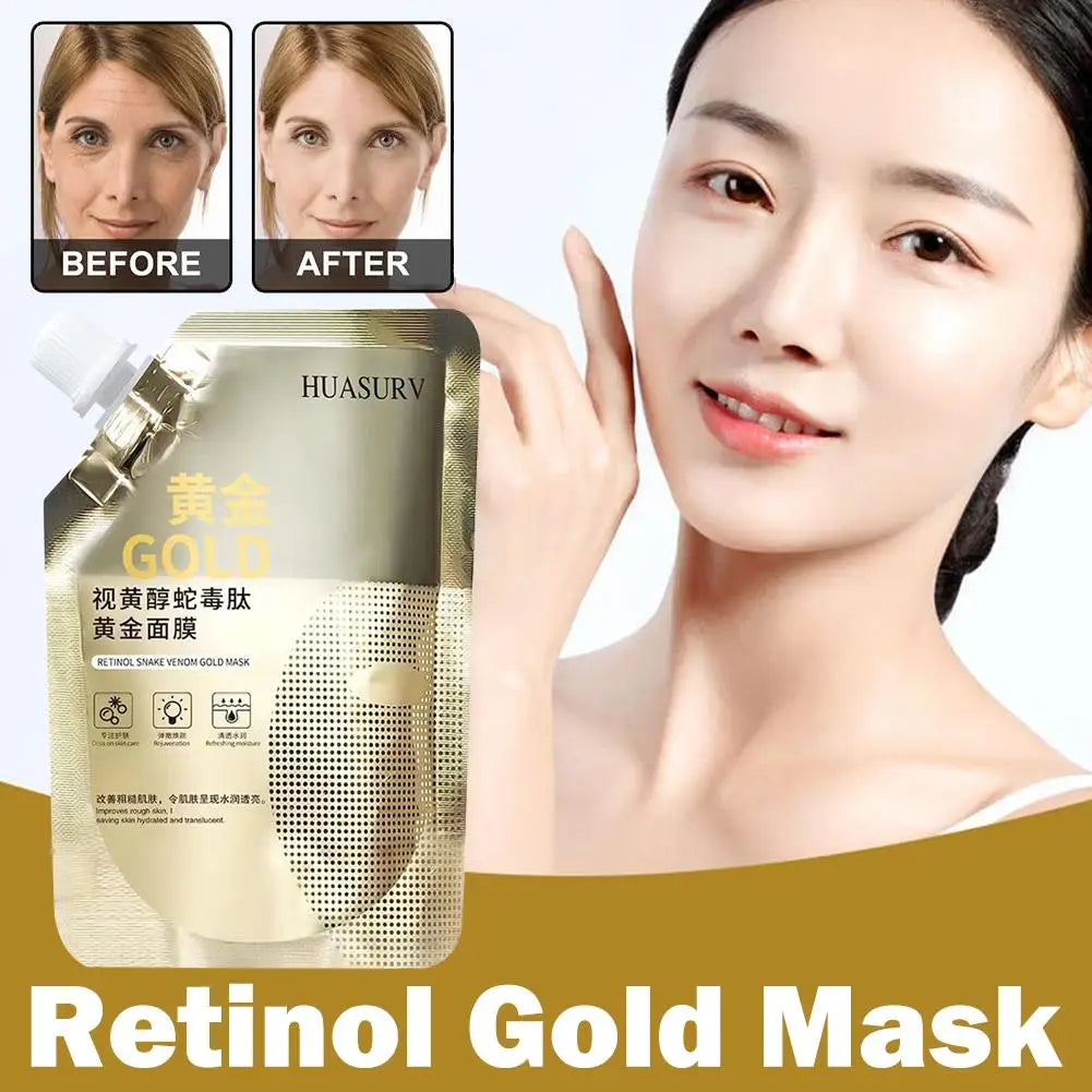 Retinol Snake Venom Peptide Gold Mask | Anti-Aging, Anti-Wrinkle & Brightening Peel-Off Mask (100g)