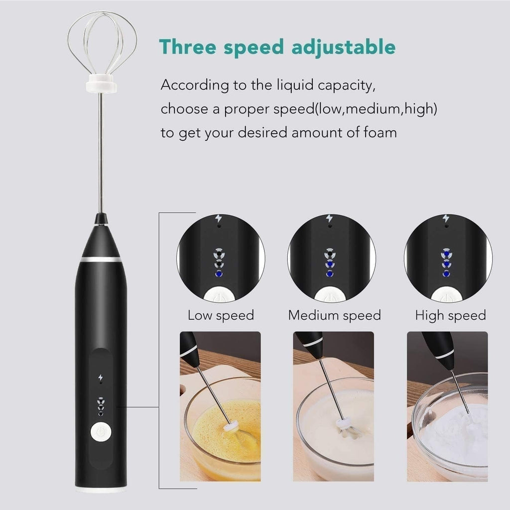 2-in-1 Rechargeable Milk Frother Wand | Powerful Handheld Whisk & Drink Mixer